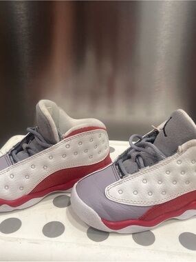 Jordan Kids White Gray & Red Low-Top Sneakers